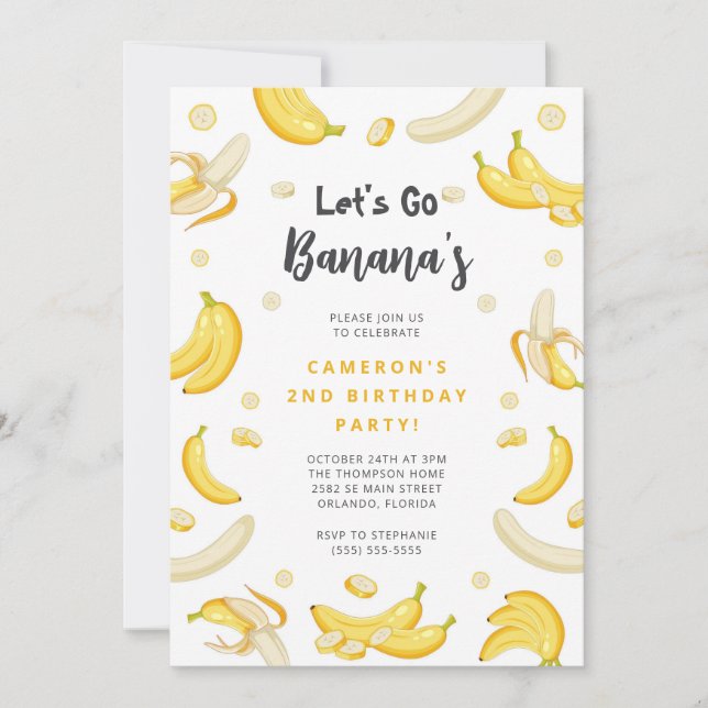 Let's Go Bananas Birthday Invitation (Front)