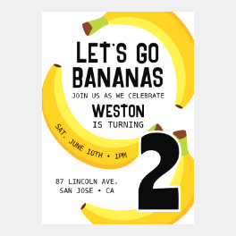 Let's Go Bananas! Customisable Kids Birthday Party Invitation