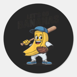 Lets Go Bananas, Funny Banana Gift Classic Round Sticker