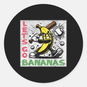 Lets Go Bananas Funny Banana Youth Kids Boys Girls Classic Round Sticker