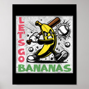 Lets Go Bananas Funny Banana Youth Kids Boys Girls Poster