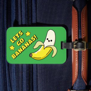 Lets Go Bananas! Kelly Green Luggage Tag