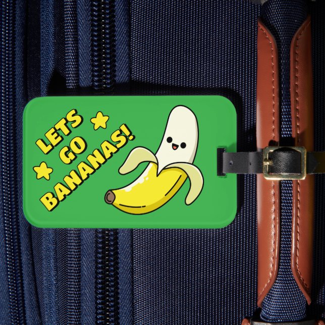 Lets Go Bananas! Kelly Green Luggage Tag (Front Insitu 4)