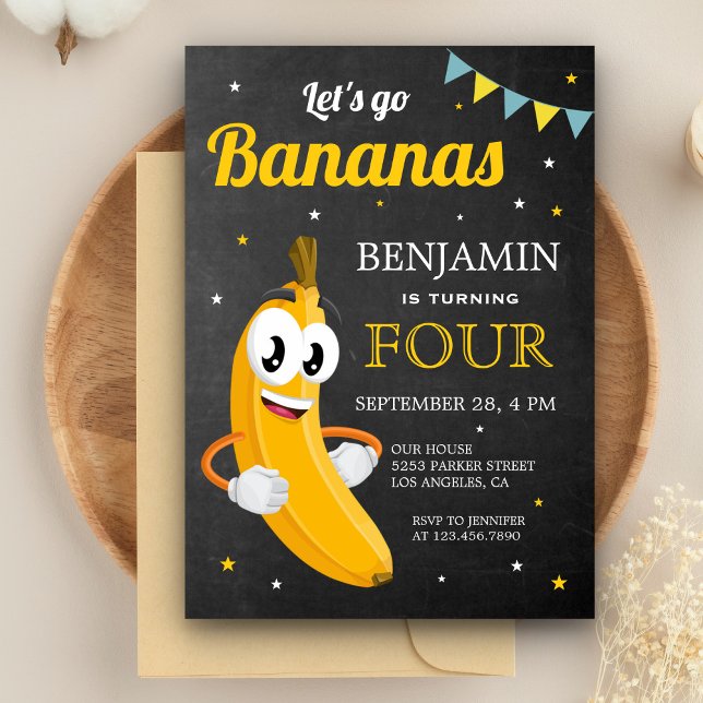 Let's Go Bananas Kids Birthday Party Invitation (Creator Uploaded)