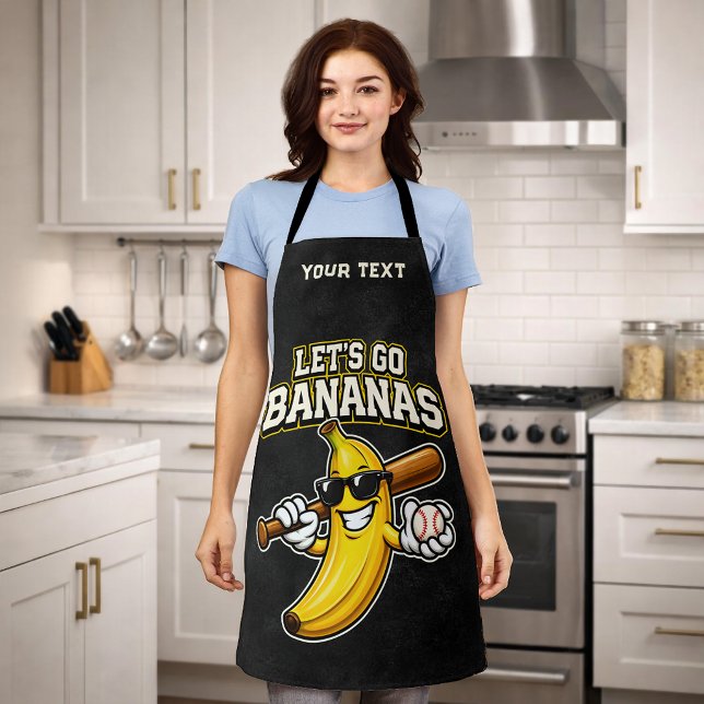 Lets Go Bananas Retro Baseball Banana Funny Apron (Creator Uploaded)