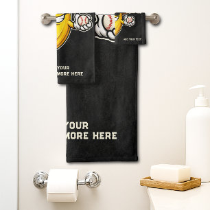 Lets Go Bananas Retro Baseball Banana Funny Bath Towel Set