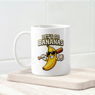Lets Go Bananas Retro Baseball Banana Funny Coffee Mug