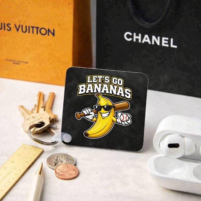 Lets Go Bananas Retro Baseball Banana Funny Key Ring (Creator Uploaded)