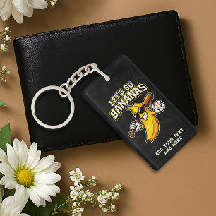 Lets Go Bananas Retro Baseball Banana Funny Key Ring
