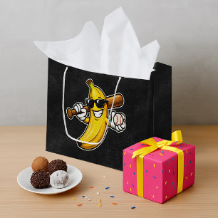 Lets Go Bananas Retro Baseball Banana Funny Large Gift Bag
