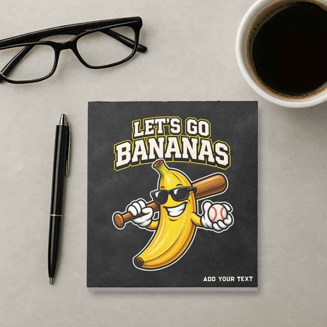 Lets Go Bananas Retro Baseball Banana Funny Notepad (Creator Uploaded)