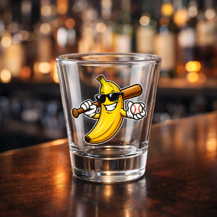 Lets Go Bananas Retro Baseball Banana Funny Shot Glass