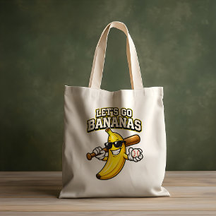 Lets Go Bananas Retro Baseball Banana Funny Tote Bag