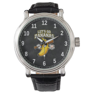 Lets Go Bananas Retro Baseball Banana Funny Watch