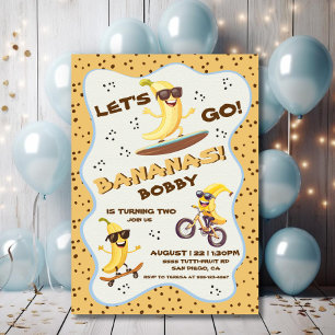 Let's Go Bananas Sporty Funny Birthday Party Invitation
