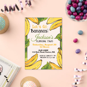 Lets Go Bananas Yellow Any Age Birthday Party  Acrylic Invitations
