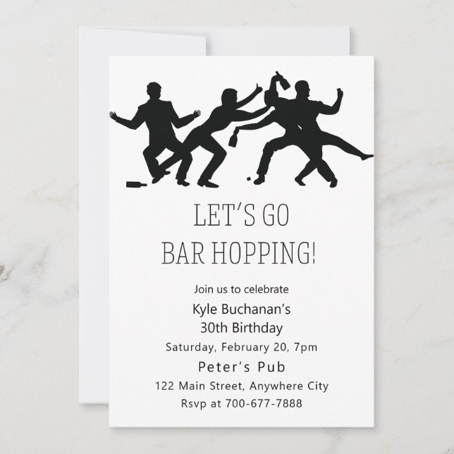 Let's Go Bar Hopping Birthday Party Invitation (Front)