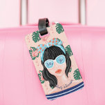 Let's Go | Beach Beauty Retro Tropical Flamingo Luggage Tag<br><div class="desc">Our stylish and trendy bag tag features our hand-painted retro style beach beauty, tropical palm leaves and flamingos design. "Let's Go" is designed in a stylish script font and beautifully incorporated into the stylish sunglasses. A tropical pink flamingo and green palm tree leaf pattern adds a bold look. Personalise with...</div>