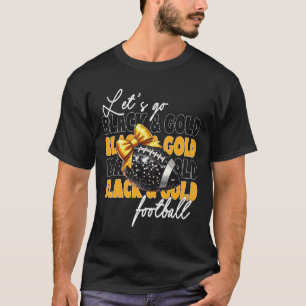 Let's Go Black And Gold Football Bow T-Shirt