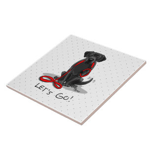 Let's Go! Black Lab Labrador Retriever Cute Ceramic Tile