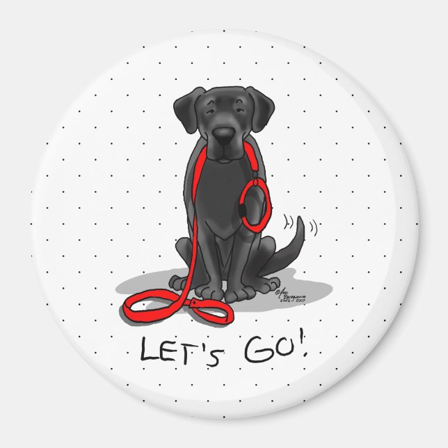 Let's Go! Black Lab Labrador Retriever Cute Magnet (Front)