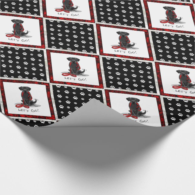 Let's Go! Black Lab Labrador Retriever Cute Wrapping Paper (Corner)