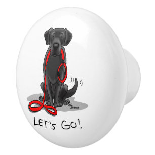 Let's Go! Black Labrador Retriever - Cute Dog Ceramic Knob