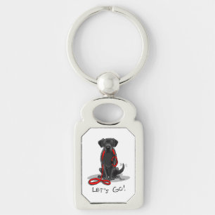 Let's Go! Black Labrador Retriever - Cute Dog Key Ring