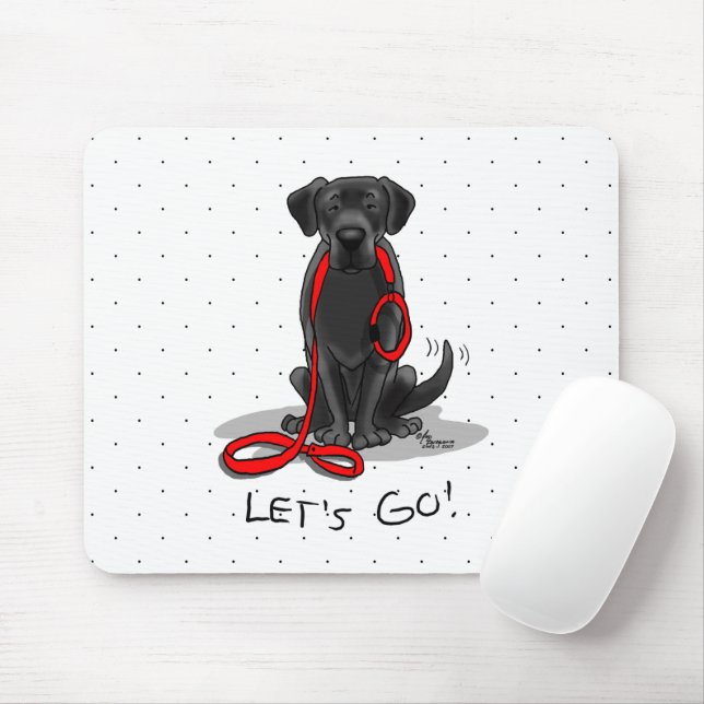 Let's Go! Black Labrador Retriever - Cute Dog Mouse Pad (With Mouse)