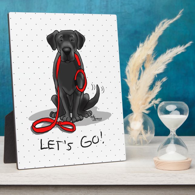 Let's Go! Black Labrador Retriever - Cute Dog Plaque (Side)