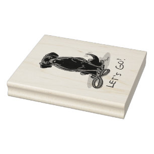 Let's Go! Black Labrador Retriever - Cute Dog Rubber Stamp