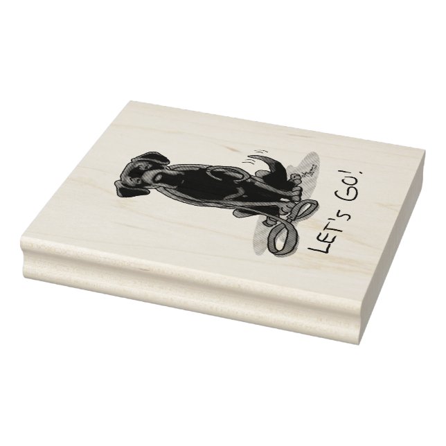 Let's Go! Black Labrador Retriever - Cute Dog Rubber Stamp (Stamp)