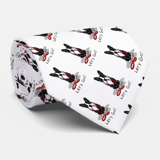 Let's Go! Boston Terrier (black) Funny dog Tie (Rolled)