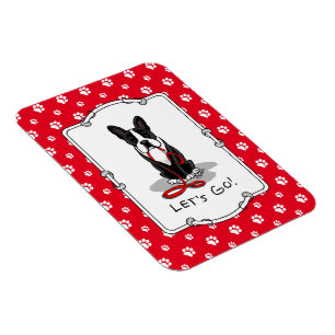 Let's Go! Boston Terrier Dog (black) Funny Magnet