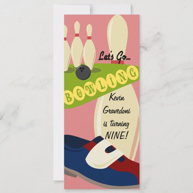 Let's Go Bowling Birthday Invitation (Front)