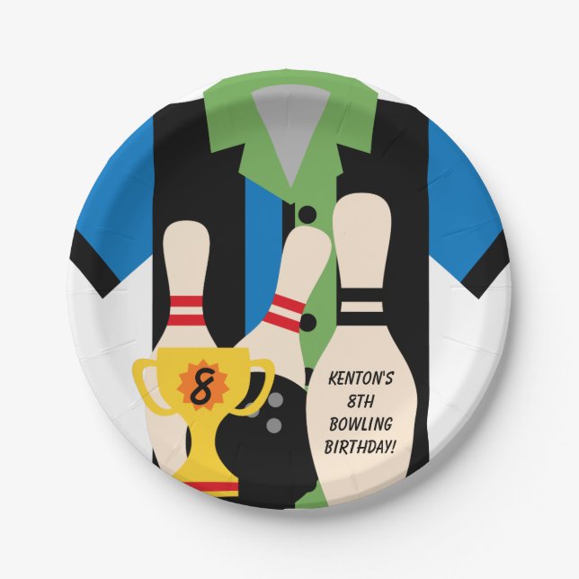 Let's Go Bowling Birthday Paper Plates (Front)