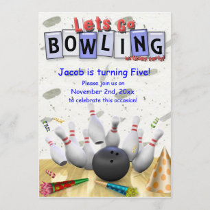 Let's Go Bowling! Birthday Party Invitation