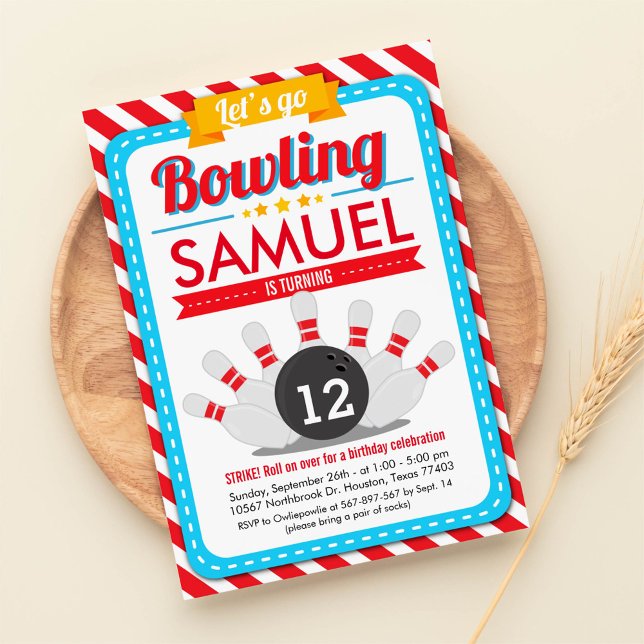 Let's go Bowling Birthday Party Invitation (Creator Uploaded)