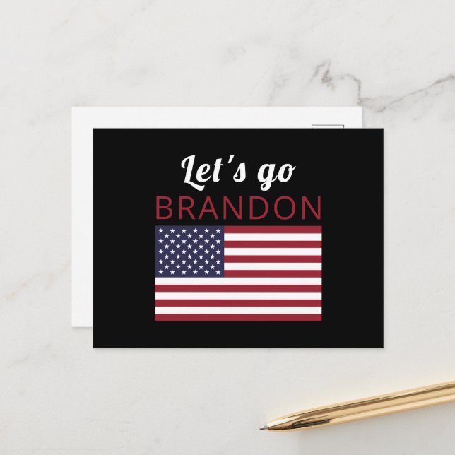 Let's go Brandon, American Flag Postcard (Front/Back In Situ)