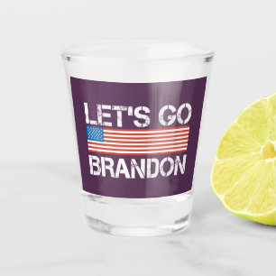 Let's Go Brandon American Flag Purple Shot Glass