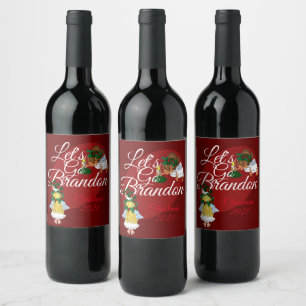 Let's Go Brandon Angel Christmas Wine Labels