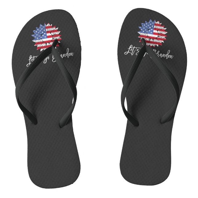 Let's go Brandon Biden Chant American Flag Thongs (Footbed)