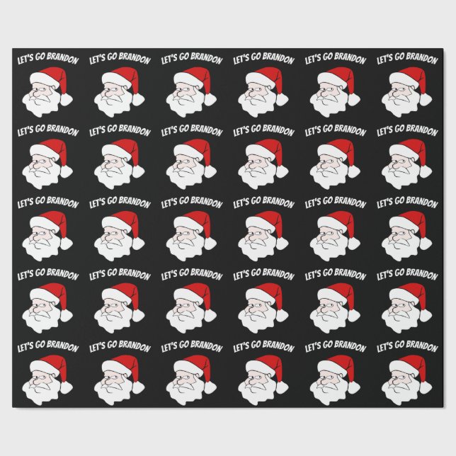 LET'S GO BRANDON BIDEN SANTA CLAUS CHRISTMAS WRAPPING PAPER (Seam)