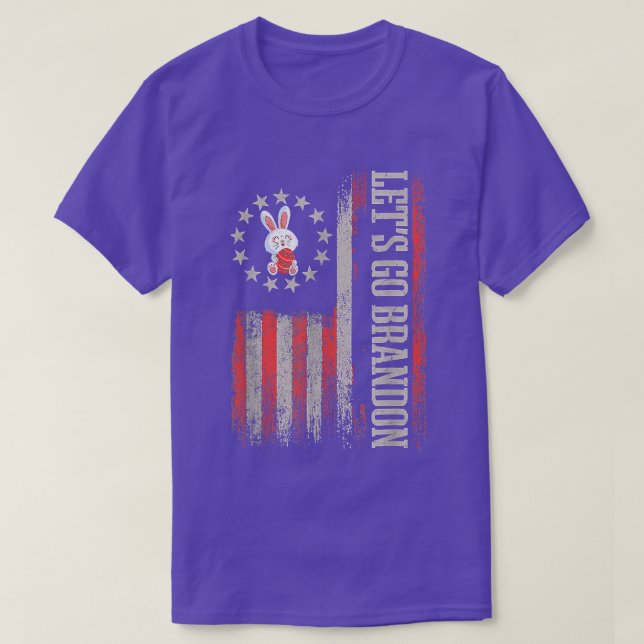 Let's Go Brandon Bunny Joe Biden Eggs USA Flag Eas T-Shirt (Design Front)