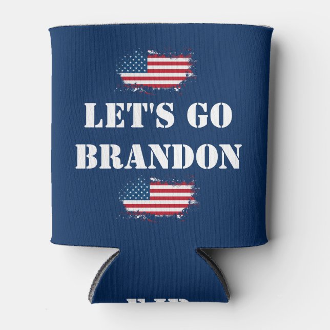 LET'S GO BRANDON Can Cooler-Blue Can Cooler (Front)