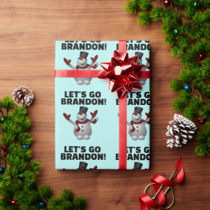 LET'S GO BRANDON CHRISTMAS SNOWMAN  WRAPPING PAPER