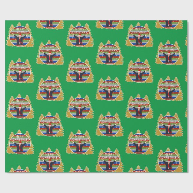 Let's Go Brandon Christmas Trump Snowflake Holiday Wrapping Paper (Flat)