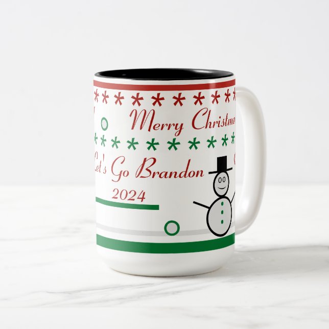 Let's Go Brandon Christmas   Two-Tone Coffee Mug (Front Right)