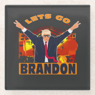 Let's Go Brandon Funny Anti Biden Trump Political Glass Coaster