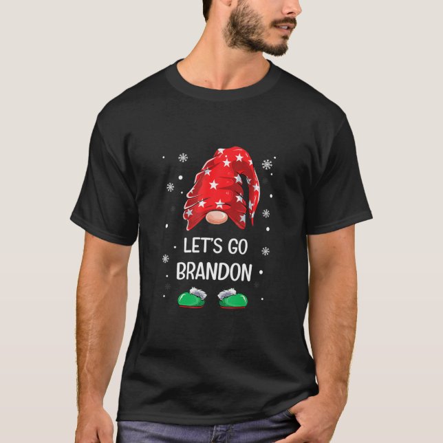 Lets Go Brandon Funny Christmas Gnome Let's Go Bra T-Shirt (Front)